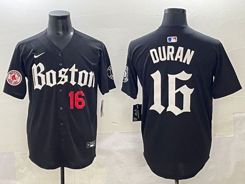 Men 2025 Boston Red Sox #16 Duran Black Five generations Joint Name Nike MLB Jersey style 5->youth mlb jersey->Youth Jersey